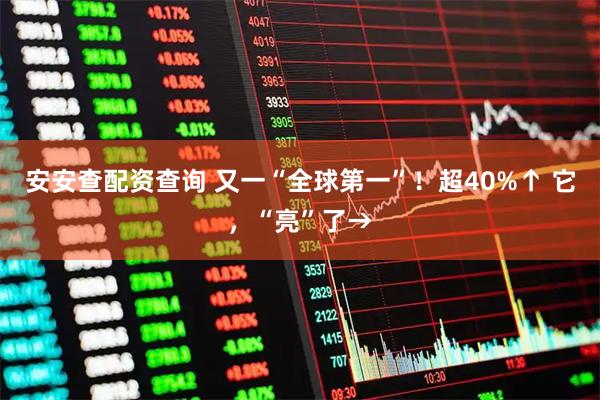 安安查配资查询 又一“全球第一”！超40%↑ 它，“亮”了→
