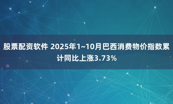 股票配资软件 2025年1~10月巴西消费物价指数累计同比上涨3.73%